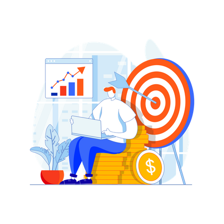 Businessman using money growth strategy Illustration