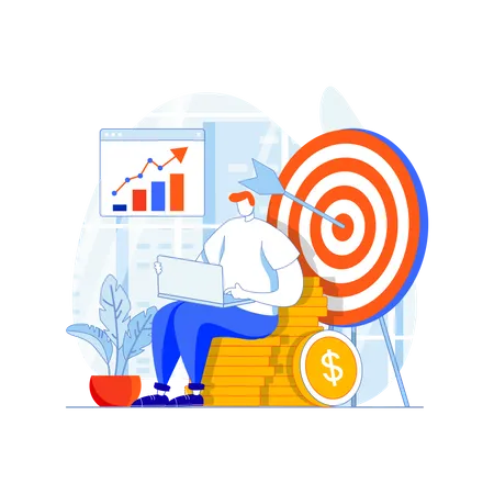 Businessman using money growth strategy Illustration