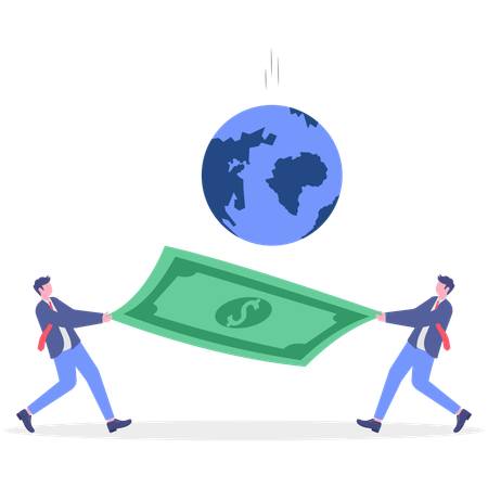 Businessman using money to save Earth  Illustration