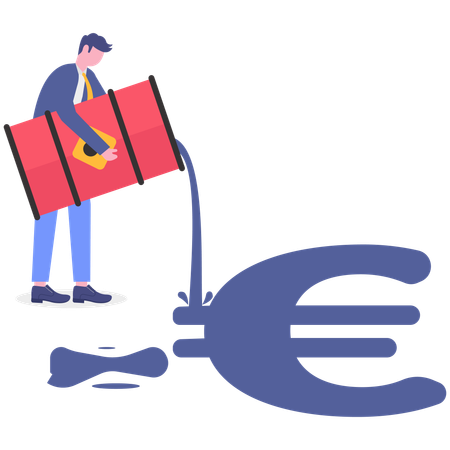 Businessman using oil Euro  Illustration