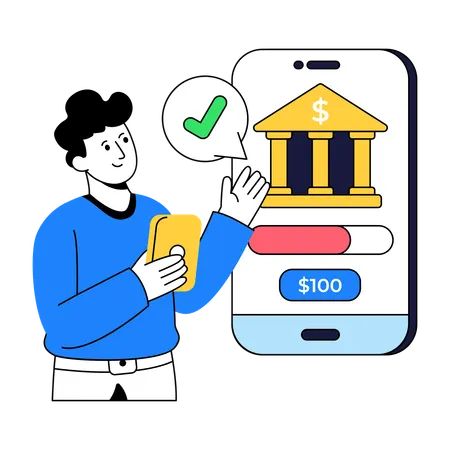 Businessman Using Online Banking  Illustration