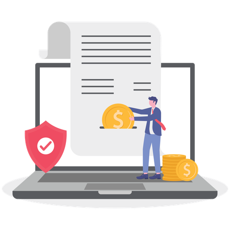 Businessman using online payment terminal  Illustration