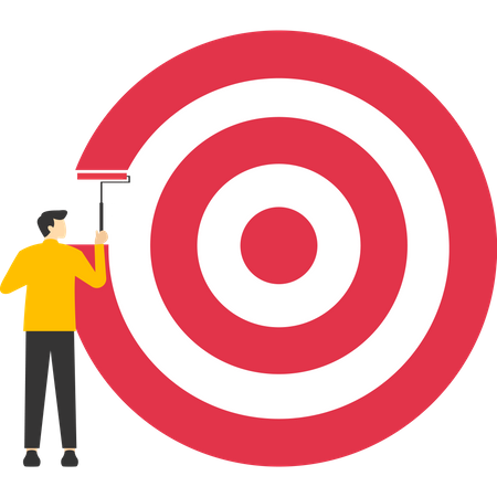 Businessman using paint roller to paint big dartboard  Illustration