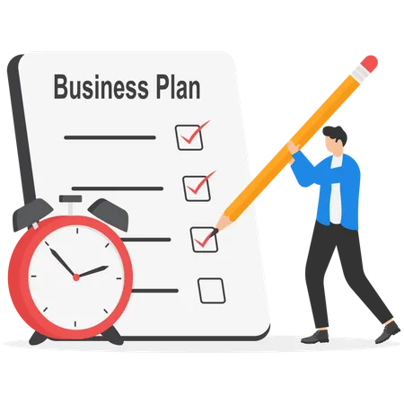 Businessman using pen make schedule planning in calendar  Illustration