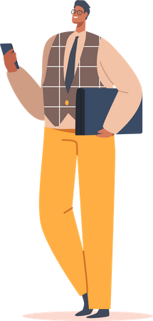 Businessman using phone  Illustration