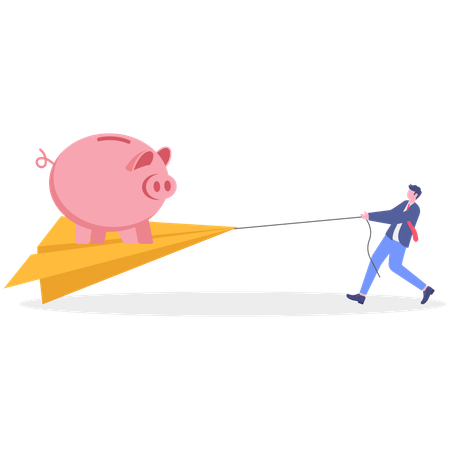 Businessman Using Piggy Bank savings  Illustration