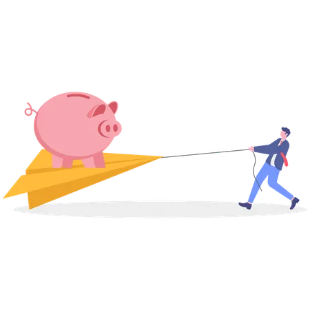 Businessman Using Piggy Bank savings  Illustration
