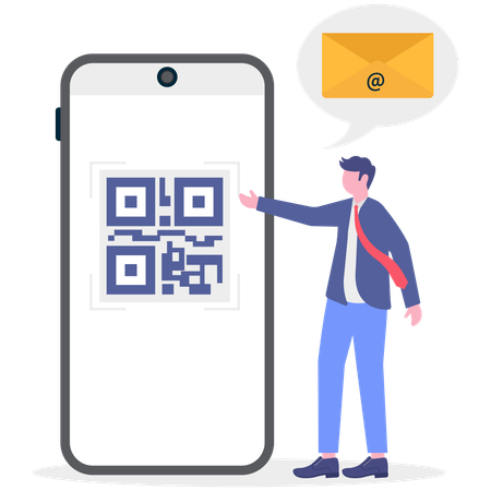 Businessman using smartphone Security System  Illustration