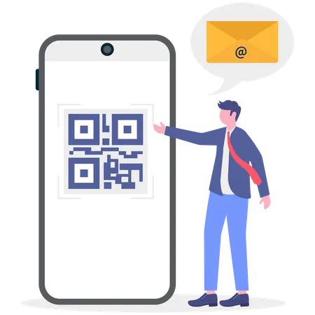 Businessman using smartphone Security System  Illustration