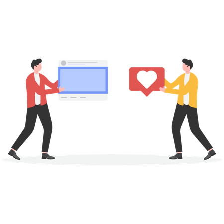Businessman using Social media platform  Illustration