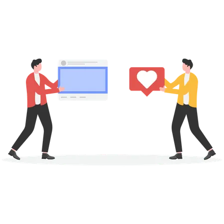 Businessman using Social media platform  Illustration