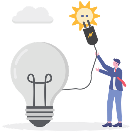 Businessman using solar energy  Illustration