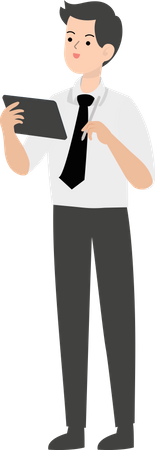 Businessman using tablet Illustration