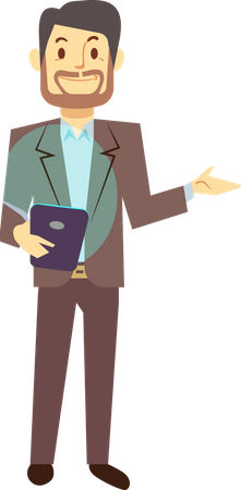 Businessman using tablet Illustration