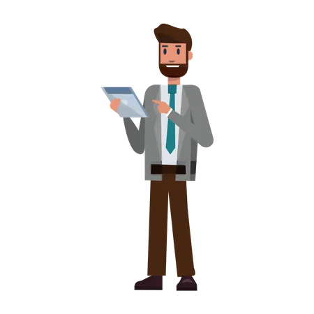 Businessman using tablet  Illustration