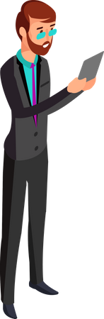 Businessman Using Tablet  Illustration