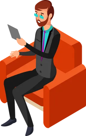 Businessman Using Tablet  Illustration