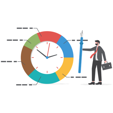 Businessman using time tracking system  Illustration