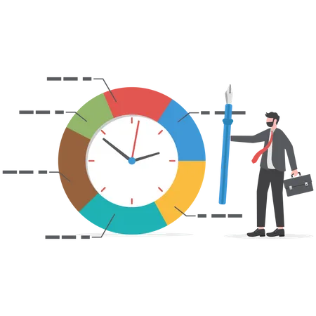 Businessman using time tracking system  Illustration