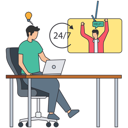 Businessman using virtual assistance  Illustration