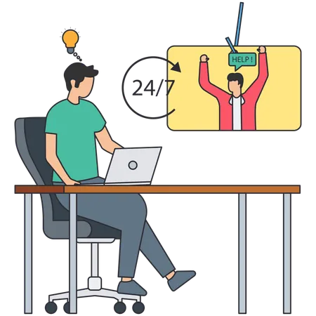 Businessman using virtual assistance  Illustration