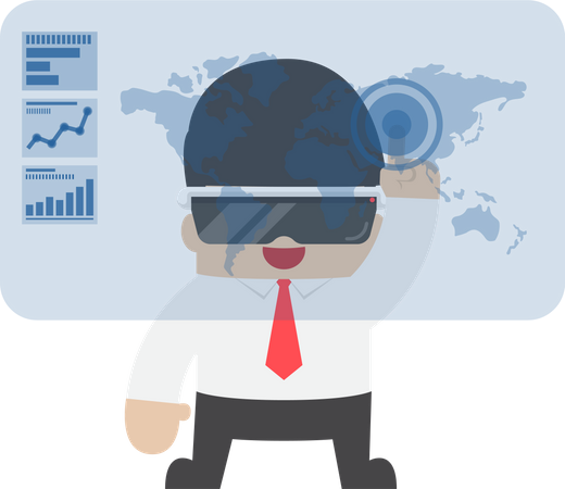 Businessman using virtual reality headset Illustration