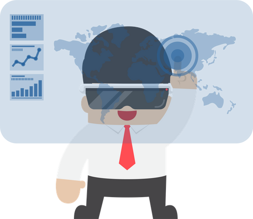 Businessman using virtual reality headset  Illustration