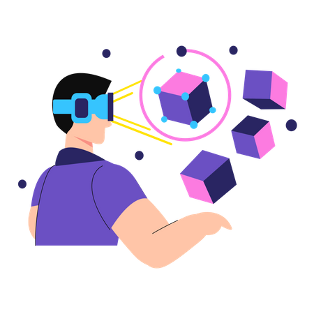 Businessman using VR technology Illustration