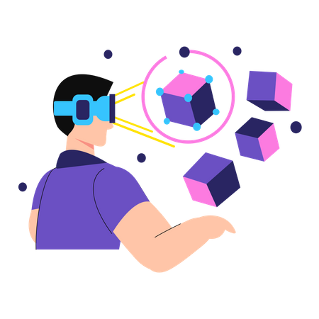 Businessman using VR technology  Illustration