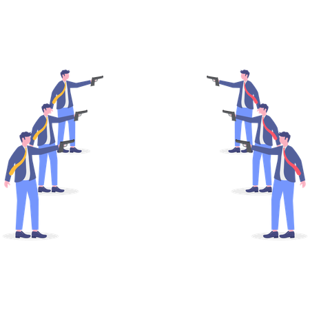 武器を使用するビジネスマン  イラスト