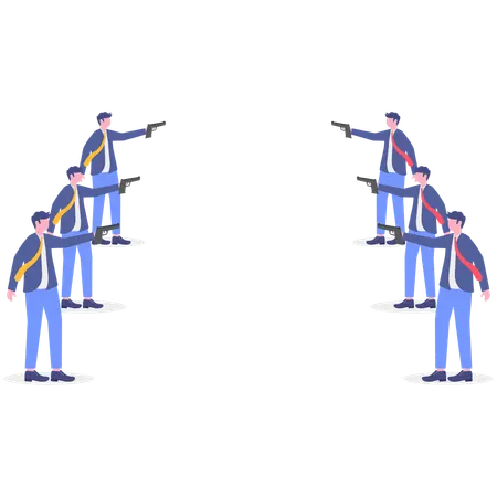 武器を使用するビジネスマン  イラスト