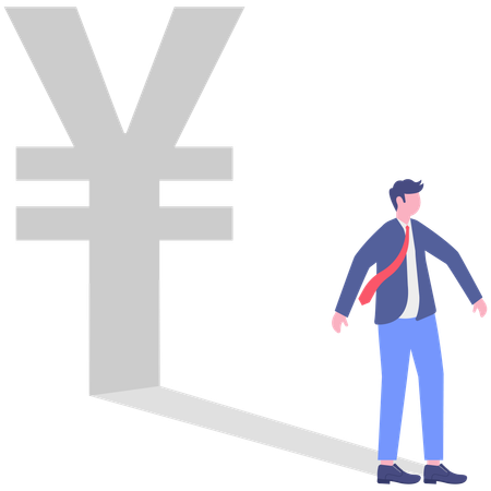 Businessman using yuan currency  Illustration
