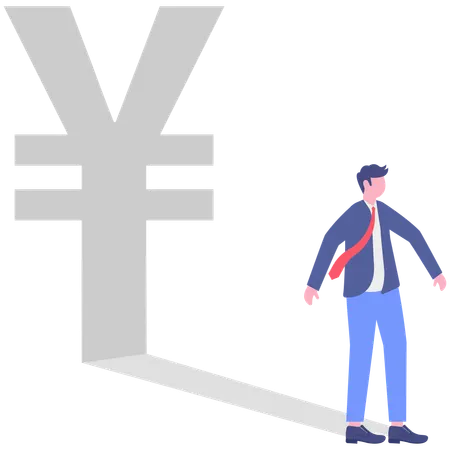Businessman using yuan currency  Illustration