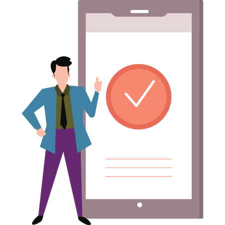 Businessman verifies online document  Illustration