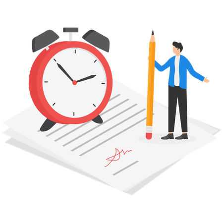 Businessman verifies project status according to business deadlines  Illustration