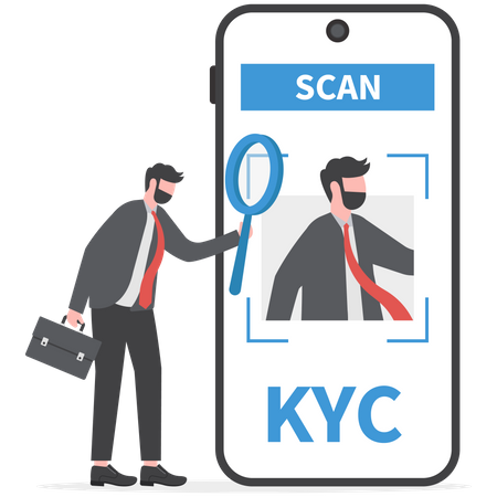 Businessman verifying kyc of a person  Illustration