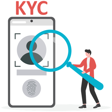Businessman verifying kyc online  Illustration