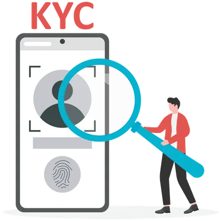 Businessman verifying kyc online  Illustration