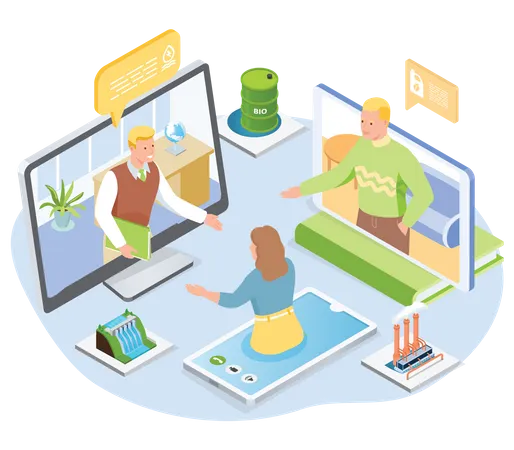 Businessman Video Conferencing  Illustration