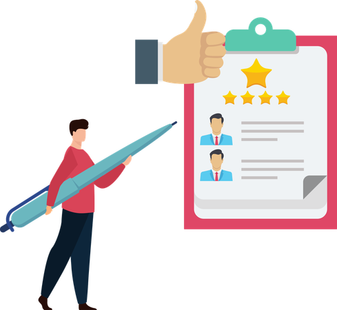 Businessman viewing 5 star service rating  Illustration