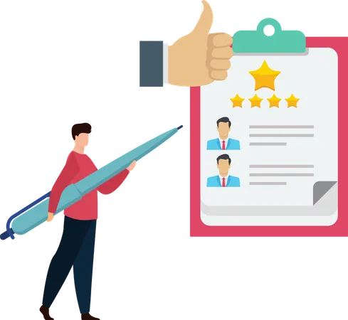 Businessman viewing 5 star service rating  Illustration