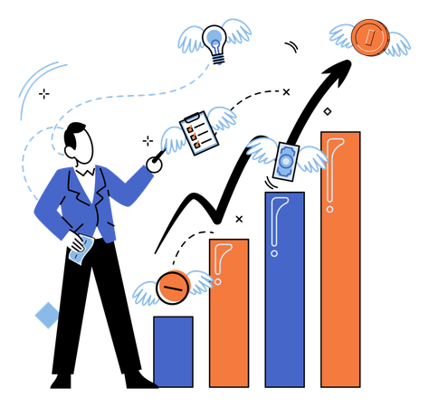 Businessman viewing analysis growth  Illustration