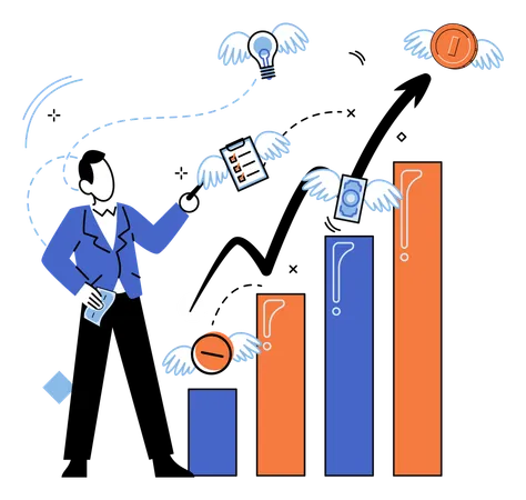 Businessman viewing analysis growth  Illustration