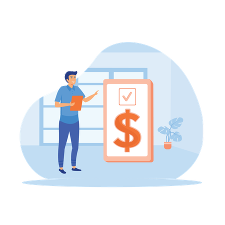 Businessman viewing analysis of company finances  Illustration