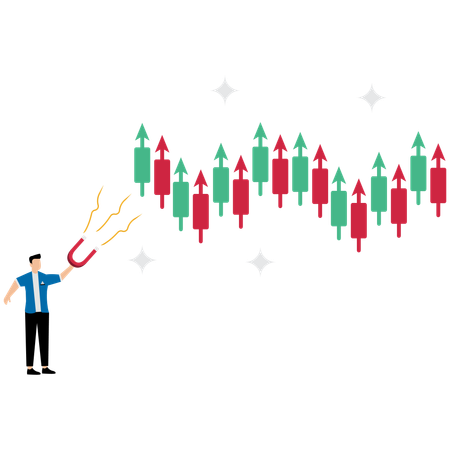 Businessman viewing at Achievement of sales growth  Illustration