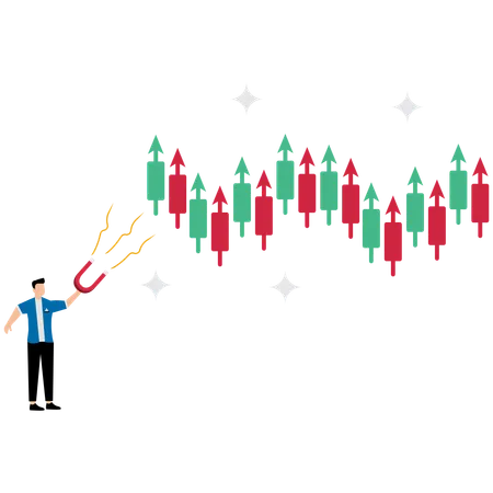 Businessman viewing at Achievement of sales growth  Illustration