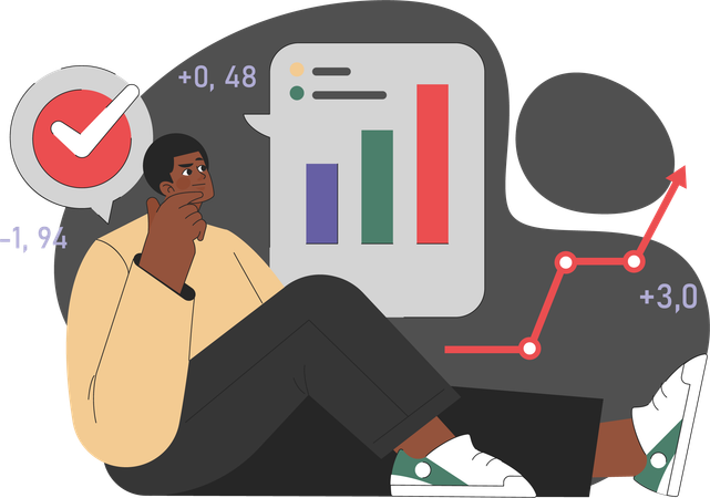 Businessman viewing at business analysis  Illustration