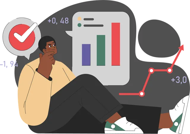 Businessman viewing at business analysis  Illustration