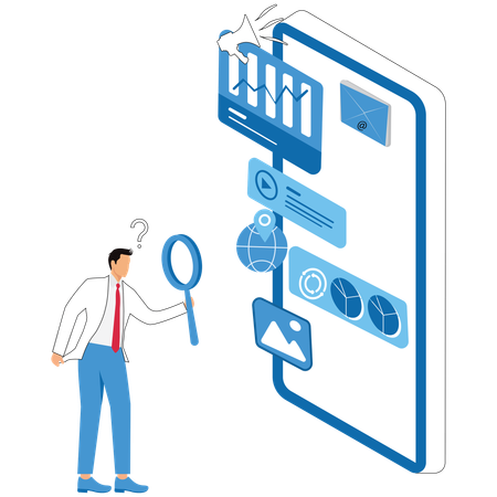 Businessman viewing at Data analysis  Illustration