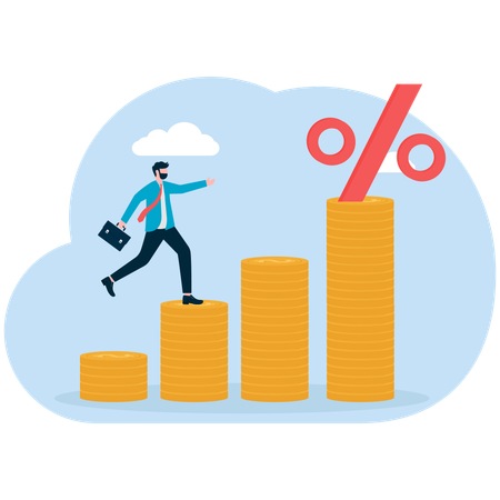 Businessman viewing at employee growth scale  Illustration